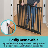 Deluxe Décor Universal Fit Gate Black: Easily removable - quick-release hinges allow the gate to be easily removed when not needed.