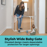 Deluxe Décor Universal Fit Gate White: Stylish wide baby gate - elevated design meets dependable protection for larger openings.