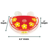 Sunny Petals 13 oz. Window-Mount Hummingbird Feeder: Dimensions - 7" depth, 2" height, 8.5" width