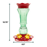 Emerald Blossom 20 oz. Hummingbird Feeder: Dimensions - 10.75" tall, 6.5" wide.