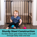 StepSafe Auto-Close Gate Black 4" 2-Bar Extension: Sturdy steel construction - durable black gate keeps little ones safe through daily wear and tear. 