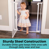 StepSafe Auto-Close Gate White 4" 2-Bar Extension: Sturdy steel construction - durable black gate keeps little ones safe through daily wear and tear. 