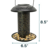 North States Nature's Yard Black Solar Lantern Birdfeeder: Dimensions - 8.5" tall, 6.5" wide.