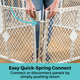 Toddleroo by North States Superyard Ultimate 8-Panel Dove White: Easy Quick-Spring Connect - connect or disconnect panels by simply pushing down.