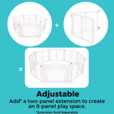 Toddleroo by North States Superyard Ultimate Dove White: Adjustable - add a two-panel extension to create an 8-panel play space. Extensions sold separately.