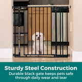StepSafe Walk-Thru Pet Gate Black: Sturdy steel construction - durable black gate keeps pets safe through daily wear and tear.