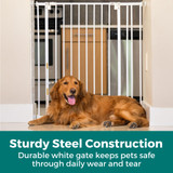 StepSafe Tall Walk-Thru Pet Gate White: Sturdy steel construction - durable white gate keeps pets safe through daily wear and tear.