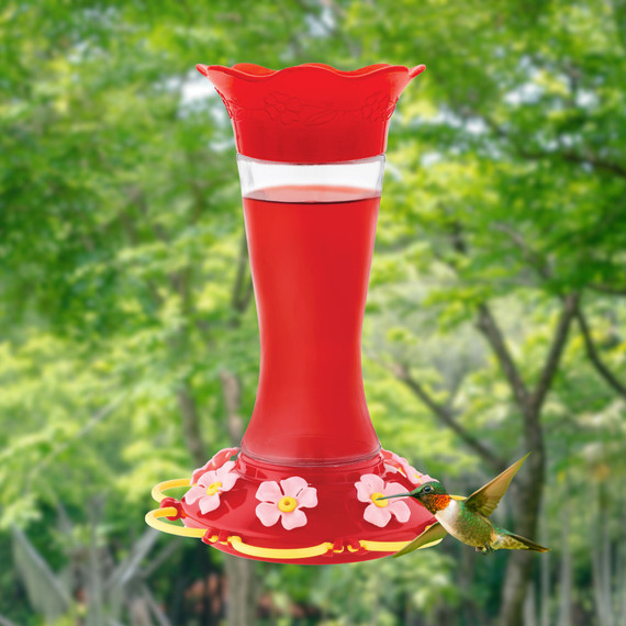 Wildflower Glass 20 oz. Hummingbird Feeder