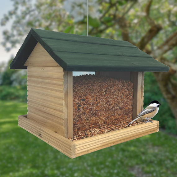 Large Hanging Log Cabin Birdfeeder