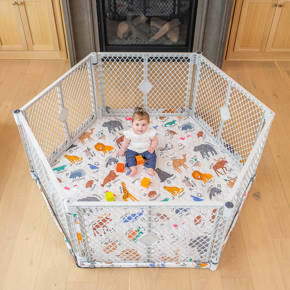 Toddleroo by North States Superyard® Nook Play Yard with Animal ABC SecureMat