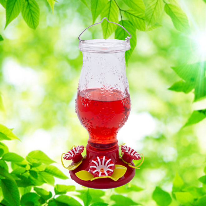 In Bloom Glass 32 Oz. Hummingbird Feeder