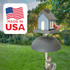 Two-Way Squirrel Baffle: Made in USA shown with blue cottage birdfeeder.