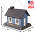 Large Blue Cottage Birdfeeder: Made in USA, Dimensions: 14.5" long, 10.25" wide, 11" tall. 
