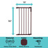 Extra-Wide Windsor Arch/Extra-Wide Windsor Arch Universal Fit Pet Gate 15" 6-Bar Extension: Dimensions 30" tall, 15" wide. Material: heavy duty steel, Color: Matte Bronze, Mounting: Hardware.