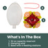 Festive Flower 32 oz. Hummingbird Feeder: What's in the box - 1. 32 oz. capacity reservoir, 2. hanging wire, 3. base with 4 feeding stations.