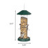 2-In-1 Hinged-Port Birdfeeder 4 Perch Green: dimensions 12.5" tall, 6.25" wide.