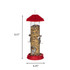 2-In-1 Hinged-Port Birdfeeder 4-Perch Red: Dimensions 12.5" tall, 6.25" wide.