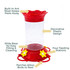 Petit Fleur 22 oz. Hummingbird Feeder: Built-in Ant moat keeps pests away, decorative plastic design, wide base for easy filling & cleaning, four feeding stations, perches allow birds to rest.