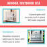 Supergate Explorer - Indoor/Outdoor use. Indoors: expand gate and securely lock in place. No tools required. Outdoors: weather-resistant gate easy to clean with mild soap and water. 