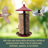 Crimson 2-Way Seed Feeder: Add color and charm while attracting a variety of backyard birds! Holds 5 lbs. of mixed seed, sunflower, peanuts, or nut blends.
