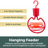 Vertical Hummingbird Tray Feeder: Hanging Feeder - unique vertical hummingbird feeder attracts hummingbirds to your backyard. 8 oz. total nectar capacity, durable plastic design, built-in ant moat.
