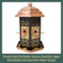Durable metal birdfeeder features beautiful copper finish details and decorative flower designs