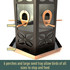 6 perches and large seed tray allow birds of all sizes to stop and feed