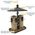 Squirrel-proof cable for hanging, durable metal with hammered finish, lift top to easily fill feeder, clear plastic tubes to monitor seed levels, extra-large tray for more birds to perch