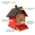 Squirrel-proof cable for hanging, lift roof easily to fill feeder, durable metal construction, clear plastic windows to monitor seed levels, large seed tray for more birds to perch