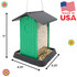 Fiesta Green Hopper Birdfeeder dimensions: 11" tall, 8.25" wide, 8.25" deep. Made in USA.
