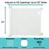 SmartFit Retractable Mesh Gate White: Adjusts to fit openings up to 55" wide, 33" tall, material: metal & plastic mesh, Color: white, Mounting: hardware only.
