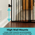 Deluxe Décor Universal Fit Gate Black: High Wall Mounts - lower wall mounts accommodate baseboards and trim up to 10.5"