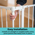Deluxe Décor Universal Fit Gate White: Easy Installation - installs on straight or angled walls using pivot points that easily lock into place.