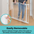 Deluxe Décor Universal Fit Gate White: Easily removable - quick-release hinges allow the gate to be easily removed when not needed.