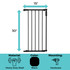 Deluxe Décor Universal Fit Gate Black 15" 6-Bar Extension: 30" tall, 15" wide. Material: heavy duty steel, Color: black, Mounting: Hardware.