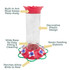 Lavender Bloom 32 oz. Hummingbird Feeder: Built-in Ant moat keeps pests away, decorative plastic design, wide base for easy filling & cleaning, seven feeding stations, perches allow birds to rest.