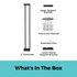 StepSafe Auto-Close Gate Black 4" 2-Bar Extension what's in the box: 4" extension, upper support bracket, instruction manual, extension pins, lower frame support bracket.