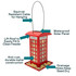 North States Nature's Yard Solar Red Phone Booth Birdfeeder: Squirrel-resistant cable for hanging, lift roof to easily  fill & clean feeder, waterproof solar panel, anti-rust, durable metal construction, drainage holes keep seed dry.