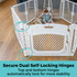 Toddleroo by North States Superyard Ultimate Dove White: Secure Dual Self-Locking Hinges - top and bottom hinges automatically lock for more stability.