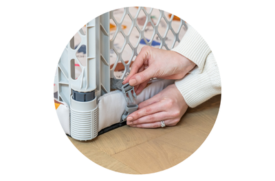 Quick-release buckles being tightened