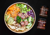 Poke bowl with Hot jam or Chipotle jam.