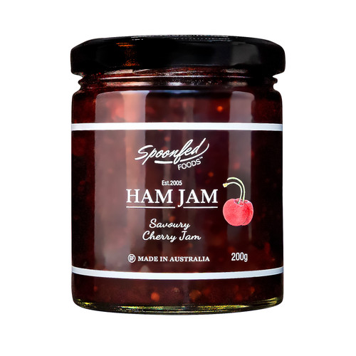 Ham Jam, savoury cherry jam, perfect with ham, turkey, chicken, kangaroo or cheese.
Please note this is a new jar size of 200g.