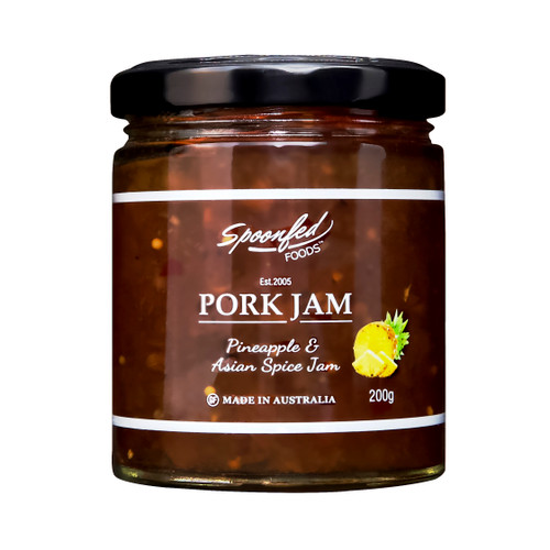 Pork jam, pineapple and Asian spices, perfect with pork, duck, prawns or grilled fish.