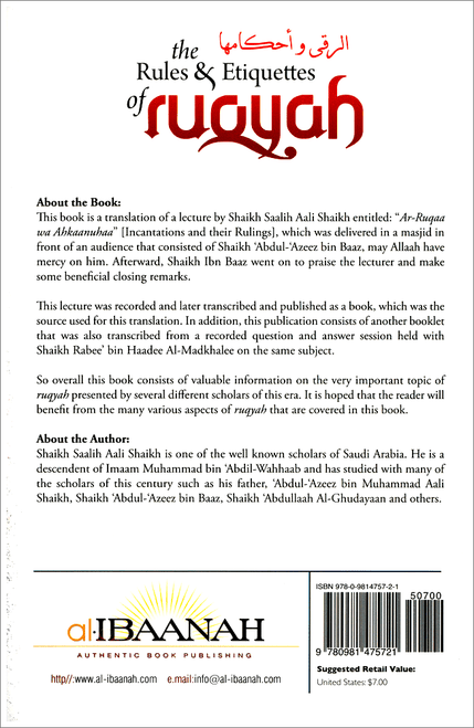 The Rules & Etiquettes of Ruqyah By Shaykh Saalih ibn Abdil Azeez Aali Shaikh,9780981475721,