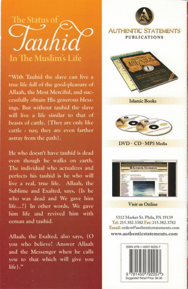 The Status Of Tauhid In The Muslims Life By Shaykh Abdur Razzaq Al-Abbaad,9781450792257,