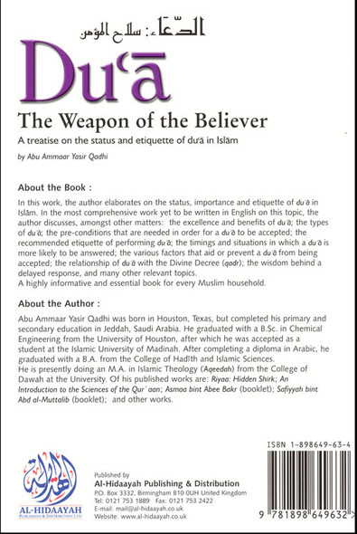 Dua The Weapon of the Believer By Abu Ammaar Yasir Qadhi,9781898649632,