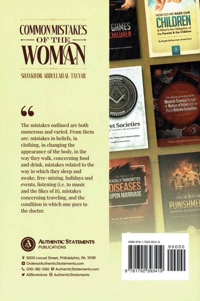 Common Mistakes Of The Woman By Shaykh Dr  Abdullah Al-Tayyar,9781792393419,