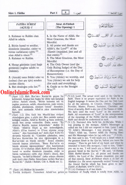 Quran in Turkish Language (The Noble Quran in Turkish Language with Tafsir)(Turkish, English and Arabic Language),