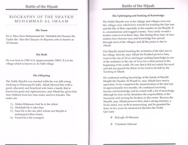 Battle of the Hijaab By Shaykh Muhammad Al-Imaa 9781450773201