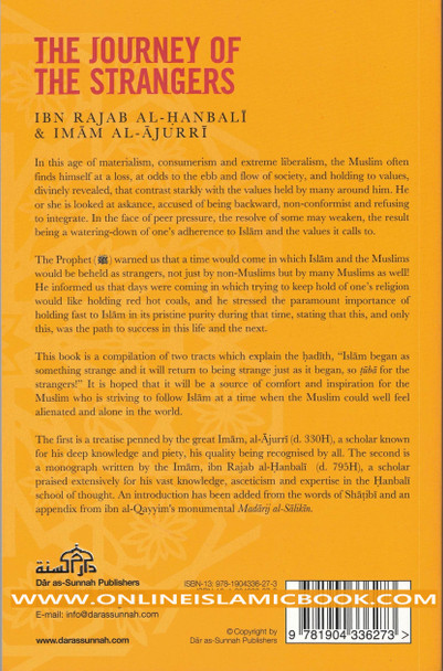 The Journey of the Strangers By Ibn Rajab al-Hanbali, Abu Bakr al-Ajurr 9781904336273